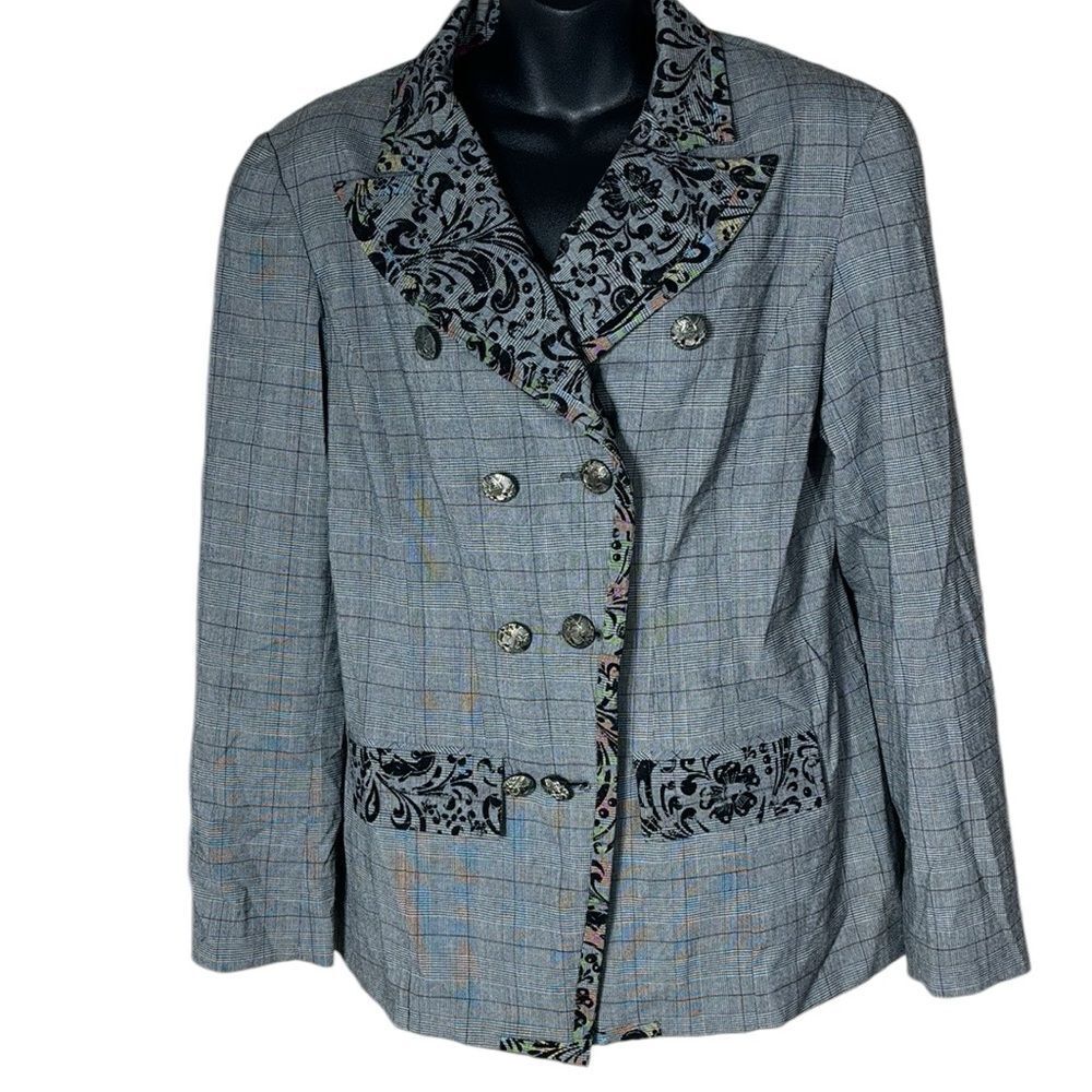 Double D ranch vintage blazer jacket plaid velvet floral Filligree buttons